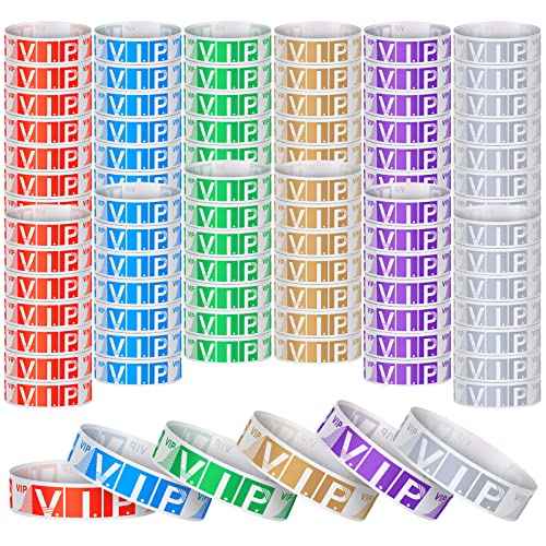 3000 Counts Wristbands for Events Paper Wristbands Waterproof Paper Bracelets Neon Wrist Bands Colored VIP Wristbands Adhesive Hand Bands Armbands for Concerts (Stylish Color, Letter Style)