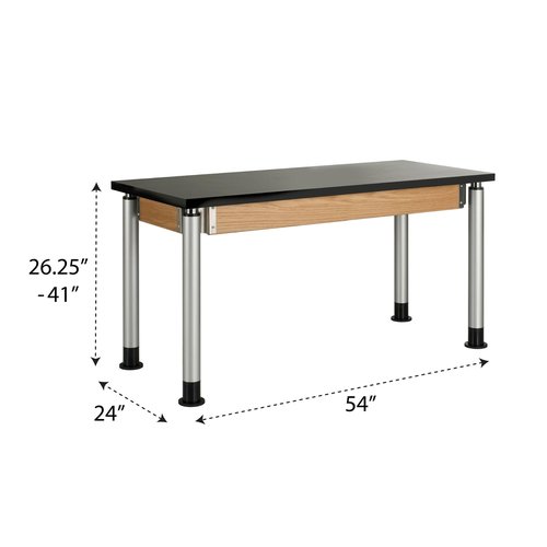 Diversified Spaces Uplift Adjustable Height School Classroom Science Table, Black Phenolic Top Worksurface, ADA Compliant, 54" W x 24" D x 27-39" H, Made in The USA