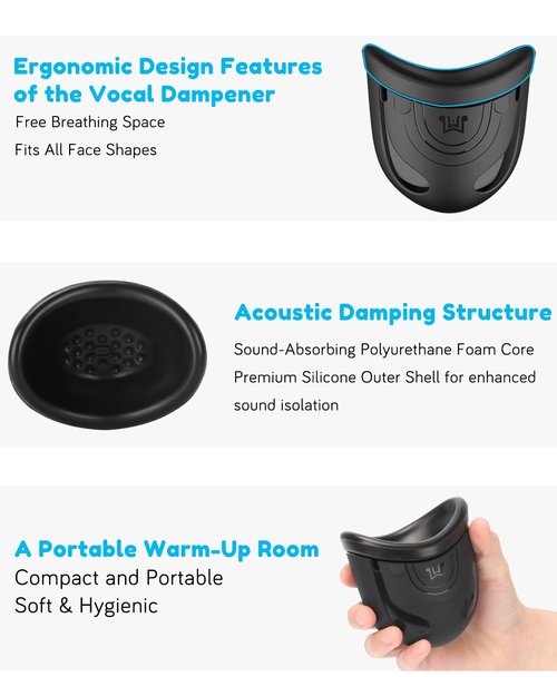 Vocal Dampener for Singers, Actors, Performers, Stress Relief, Food-Grade Silicone - Safe & Odorless, Portable Warm-Up Room for Singing Practice, Soundproof Voice Dampener