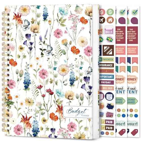 Aesthetic Budget Planner - Monthly Finance Planner with Expense Tracker, Undated Bill Organizer, Budget Notebook to Manage Your Finances, Account Budget Book with Colorful Pattern - Wildflowers