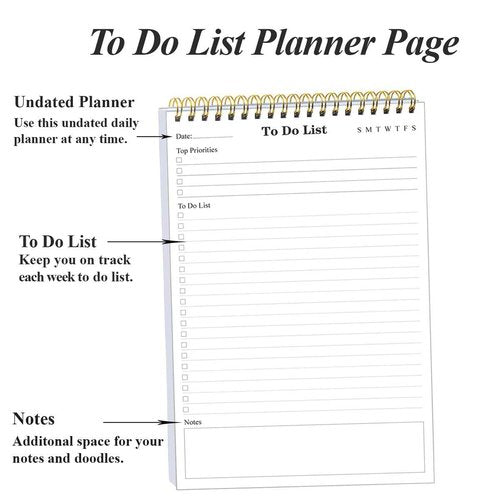 (20-Pack) To Do List Notepad - A5 Undated Daily Planner, 1000 Sheets/2000 Pages To Do List Notebook for Work, Spiral Waterproof Notepad for Office Supplies, School Planner, 5.8" x 8.3"