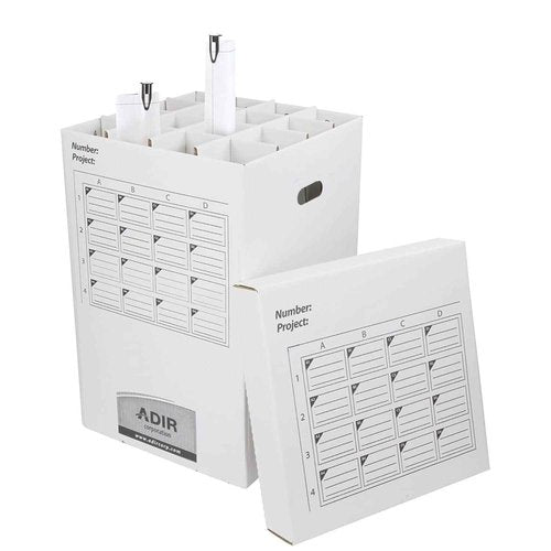 Adir Cardboard Roll File Storage Organizer - Vertical File Sorter - Blueprint, Poster, Plans, Gift Wrap, And Map Holder Station-16 Slots (for Rolls up to 25 Inches Long)