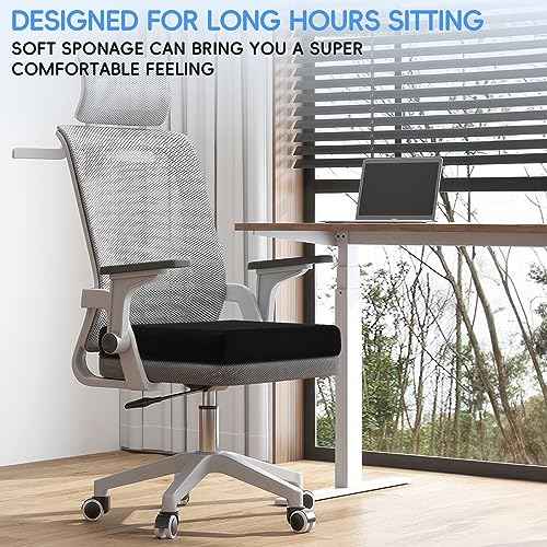 Detiblue Memory Foam Seat Cushion - High Density Sponge Chair Pad for Office Chair, Wheelchair, Car Seat, Computer Chair, Breathable, with Washable Cover, Relief Long Sitting Pain, 18x16x3 in