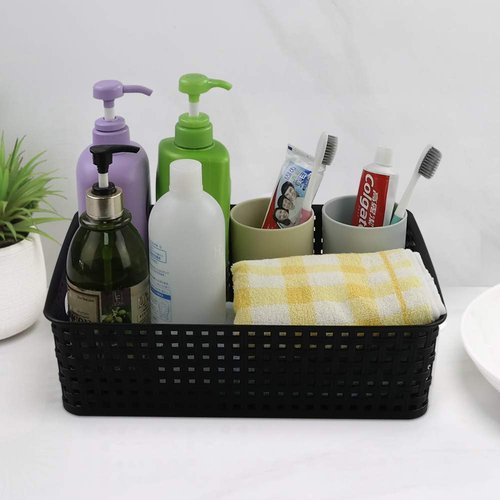 Qqbine Black Plastic Office A4 Basket Tray, Desk Tray Organizer, 5 Packs