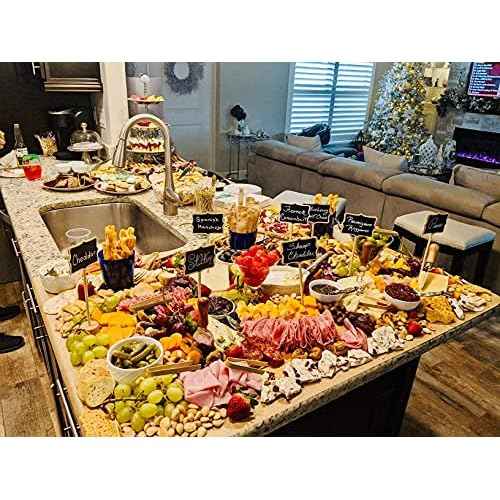 20PCS Wood Mini Chalkboard Sign and Replacement Stickers, Food Labels for Party Buffet,Blackboard for Message Board Signs,Weddings Place Cards, Birthday Party