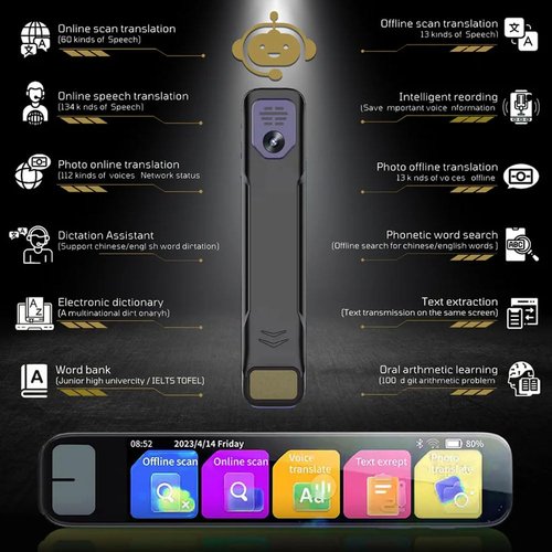Ai Pen Scanner, ScanSense Ai Smart Pen, Scan Sense Pen, Offline Translation in 60+ Languages, Get Real-Time Explanations for Math, Science, History, and More—just Scan Text with The Pen