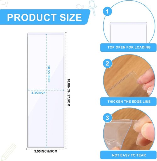 Chinco Self-Adhesive Clear Pocket Labels - 30 Pcs for Organizing Storage Bins & Drawers | 3.55 x 10.8 Inches