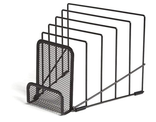1InTheOffice Metal Incline Desktop File Sorter, Wire File Organizer, Multi Step File Organizer, Black Wire Mesh Step Sorter, Wire File Rack