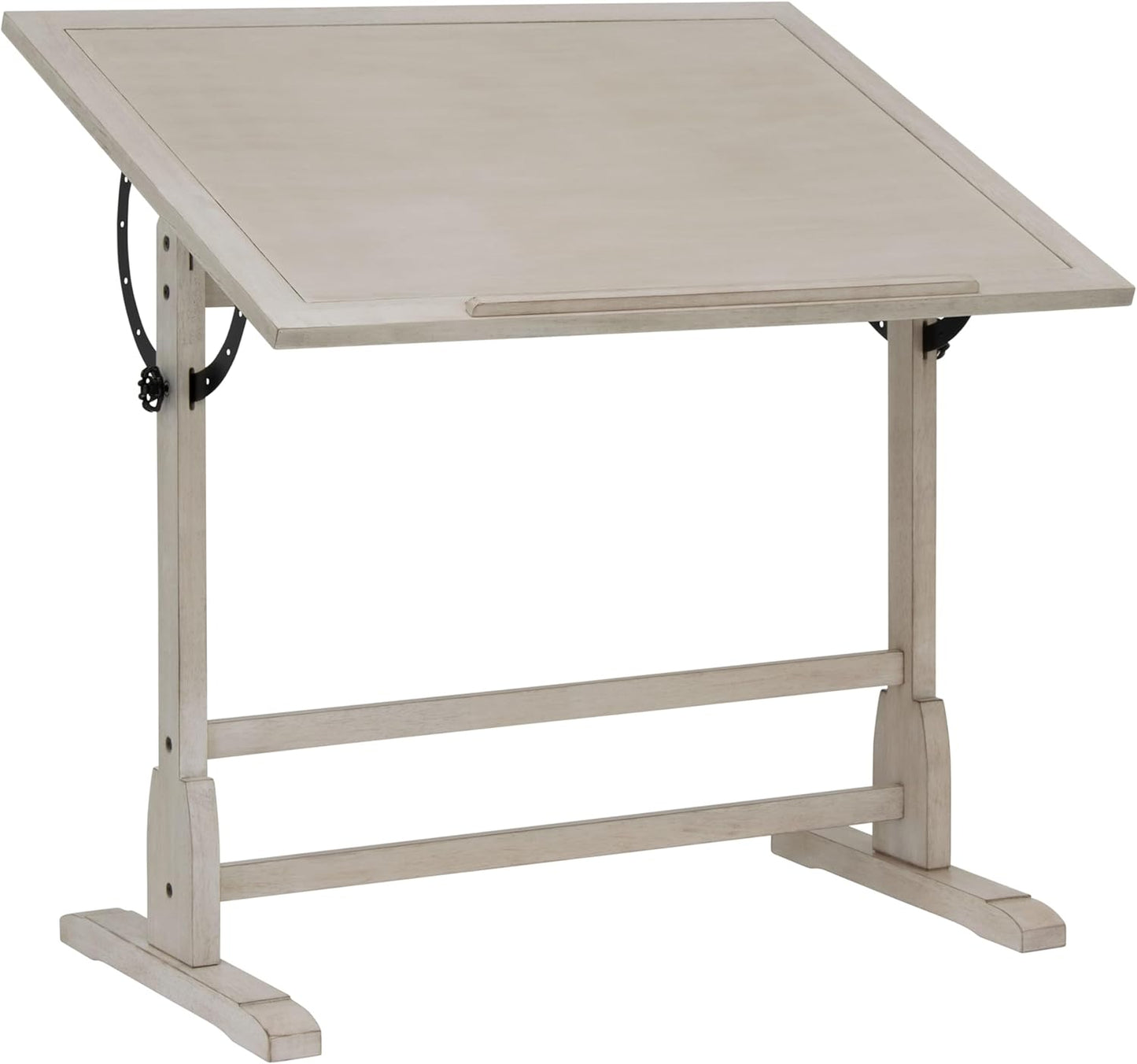 Studio Designs Wood Drafting Table - Adjustable Tilting Top with Pencil Ledge - 42" W x 30" D - Whitewash