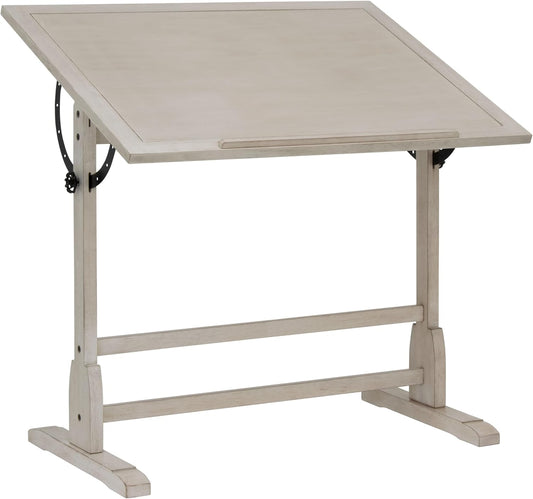 Studio Designs Wood Drafting Table - Adjustable Tilting Top with Pencil Ledge - 42" W x 30" D - Whitewash