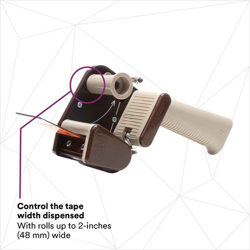 3M Scotch Low Noise Tape Dispenser H150 for Quiet or Recurrent Use, Pistol Grip Design, High-Impact Resistant, 2 in,Gray