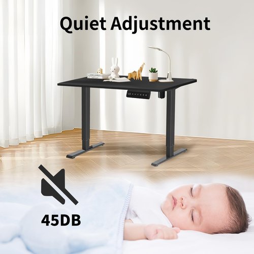 NICECOZY Electric Standing Desk Frame Workstation,Memory Controller Height Adjustment,Up to 47.2", Ergonomic Stand Up Desk Base for Home and Office, Black Frame Only