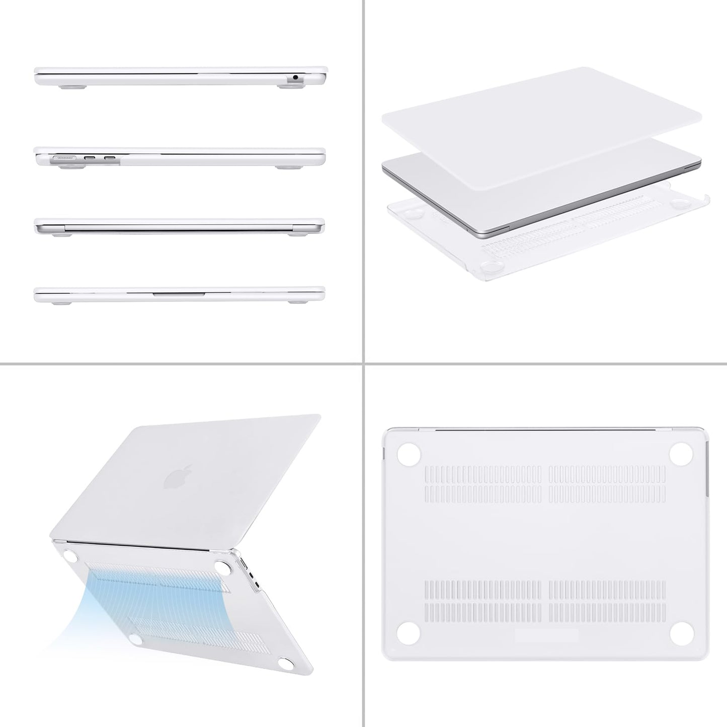 MOSISO Compatible with MacBook Air 13 inch Case M5 2026 M4 2025 M3 M2 2024-2022 A3449 A3240 A3113 A2681,Hard Shell&Keyboard Cover&Screen Film&Pouch for MacBook Air 13.6 inch Case, White