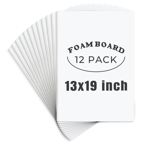 AUEAR, 12 Pack 13x19 White Foam Boards 1/8" Thickness Foam Core Boards for Presentation Board for School Crafts Office Art Projects Display, Mounting, Print