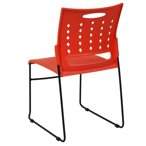 Flash Furniture HERCULES Series 881 lb. Capacity Orange Sled Base Stack Chair with Air-Vent Back