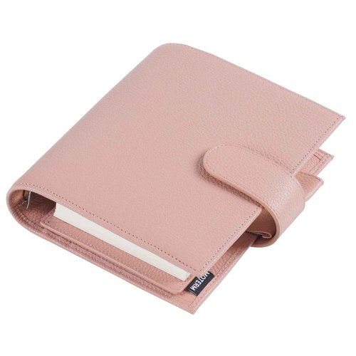 Moterm A6 Luxe Rings Planner - Genuine Leather Binder Organizer (30mm Ring, Pebbled-Dusty Rose) - NOT a Standard A6