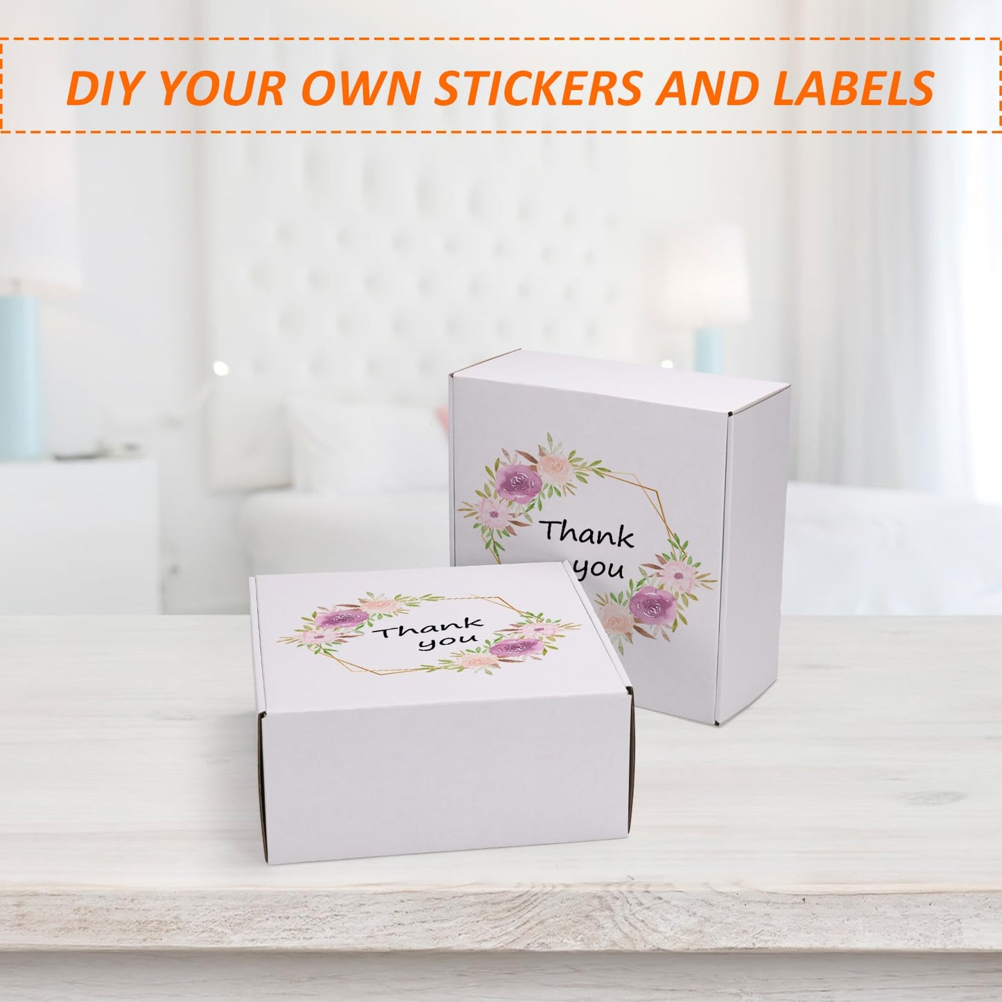 HORLIMER 9x9x4 inches Shipping Boxes Set of 25, White Corrugated Cardboard Box Literature Mailer
