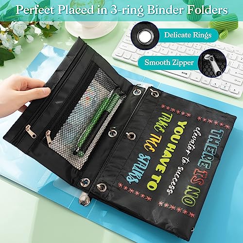 Honoson 36 Pcs Pencil Pouch for 3 Ring Binder Bulk Inspirational Pencil Pouch Double Zipper Pencil Bag for Classroom Binder Cosmetic Bag Pencil Folder Case for School Students Teacher (Classic Style)