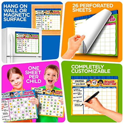 Learn & Climb 26-Week Kids Behavior Reward Chart System with Magnetic Sticker Pad - 2800 Stickers Included