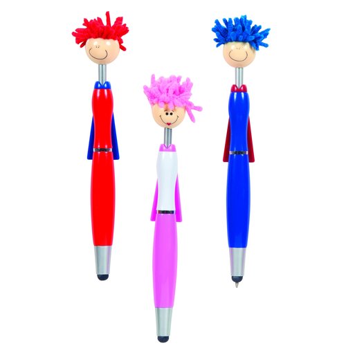 Raymond Geddes Super Hero Stylus & Ballpoint Pen Set With MOP Pencil Toppers (Pack of 18)