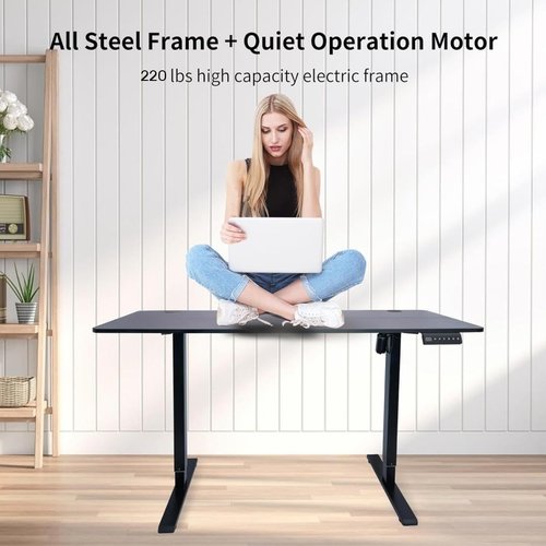NICECOZY Electric Standing Desk Frame Workstation,Memory Controller Height Adjustment,Up to 47.2", Ergonomic Stand Up Desk Base for Home and Office, Black Frame Only