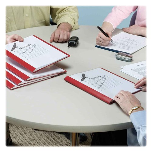 Smead Clear Front Report Cover, Three Double Tang Side Fasteners, 1/2" Capacity, Letter Size, Red, 25 per Box (87461)
