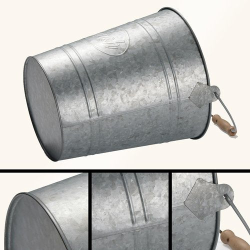 Pack 2, Rustic Farmhouse Bathroom Trash Can, Modern Country Style Galvanized Farm Metal Kitchen Trash Bucket, Large Vintage Waste Basket, Industrial Chic Bucket Garbage Can Bin, Western Garbage Pail