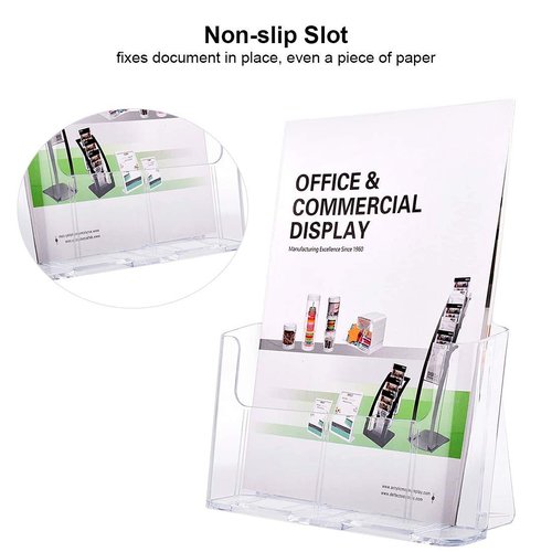 Bundle Set 2, Ktrio Acrylic Clear Brochure Holder 8.5 x 11 inches 2 Pack, Acrylic Mail Holder Clear Mail Organizer Countertop 6 x 2.5 x 4 Inches 1 Pack for Home Office School