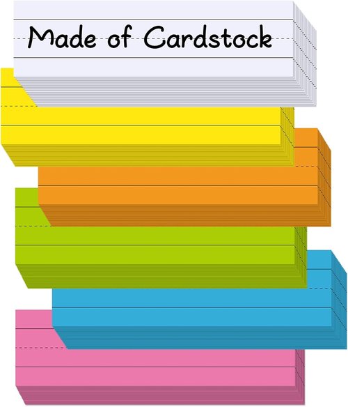 60Pcs Colored Sentence Strips - Ruled Word Learning Strips for Teachers | 3” x 12” in 6 Colors