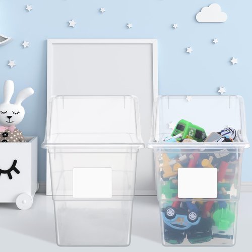 Suzile Book Bins with Labels Linking Storage Bins Folder Magazine File Holder Interlocking Plastic Book Organizer Container for Office Classroom Home(Clear Colors,12 Pcs)