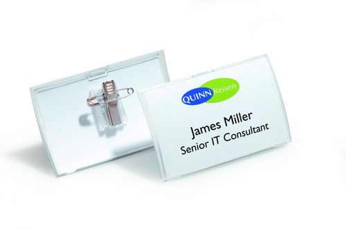 Durable Click-Fold Name Convex Badge with Combi Clip Transparent - Perfect for Events and Visitor Management - Pack of 25