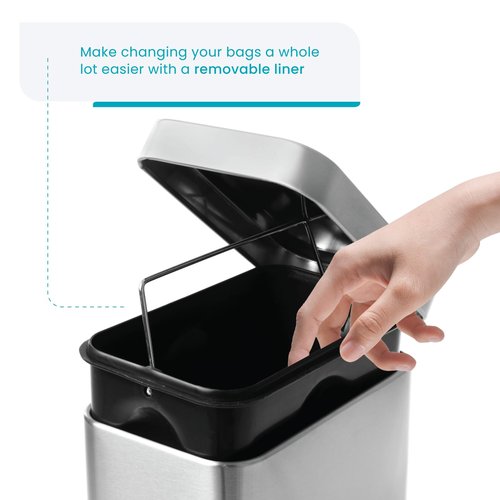 Home Zone Living 3-Pack 1.3 Gallon Small Bathroom Trash Can with Lid and Step Pedal, Stainless Steel Wastebasket with Slim Design for Home and Office, Silver, 5 Liters