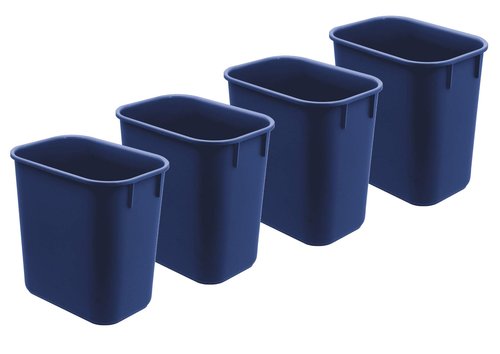 Acrimet Wastebasket, Deskside Bin, 3.25 Gallon/13 Quart/ 12 Liter (Plastic) (Blue Color) (Set of 4)