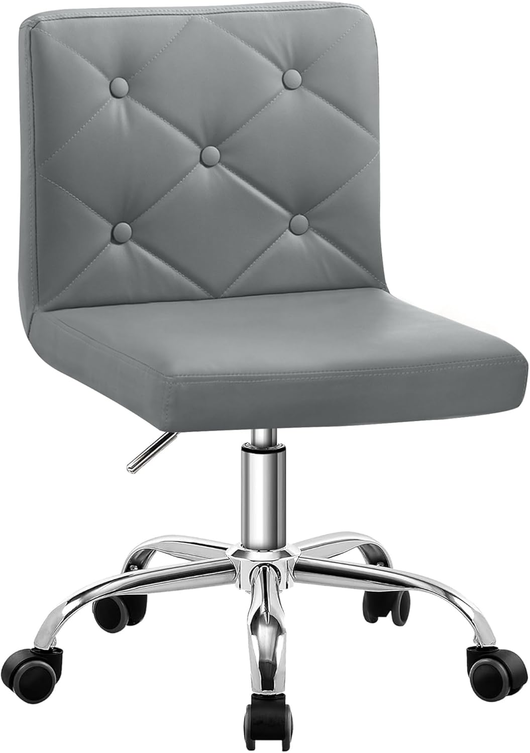 VECELO PU Leather Desk Chair - Adjustable Height, 360° Swivel, Mid-Back Design - Grey for Home Office