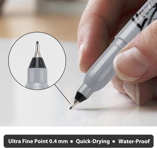 LAZGOL Permanent Markers - Ultra Fine Point 0.4 mm | 60 Pack Black Felt Tip Pens for Versatile Marking