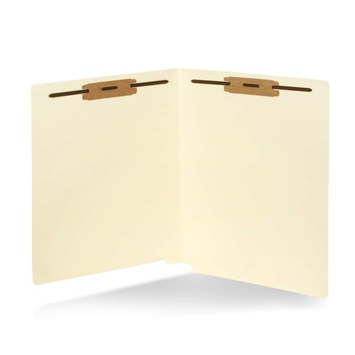 50 End Tab Fastener File Folders - Reinforced Straight Cut Tab 2 Prong Folders- Designed to Organize Standard Medical Files and Office Documents - Letter Size, Manila, 50 Pack