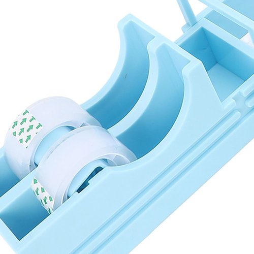 Tape Zoomie Dispenser for Wrapping, Portable Foldable Double Roll Tape Dispenser Assistant, Multi Roll Ribbon Cutter Machine or Packaging, Crafting, Wrapping Presents, Strong & Sturdy (Blue)