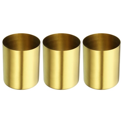 PATIKIL Pencil Holder, 3 Pack Pen Holder for Desk Stainless Steel Pencil Holders Cup Organizer Makeup Brush Holder for Desk Accessories, Golden