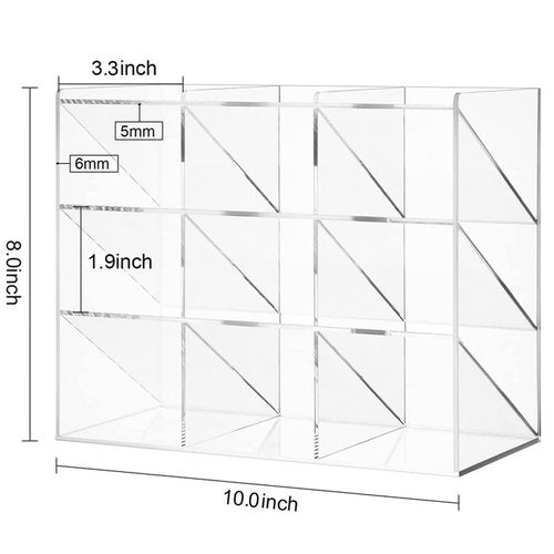 Marbrasse Clear Pen Organizer Storage, Acrylic Desk Organizer with 12 Compartments, Pen Holder for Desk, Desktop Art Organizer for Office School Art Supplies