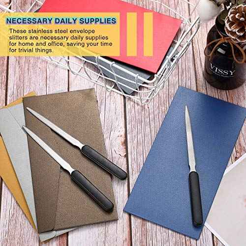 Zonon Office Letter Opener 3 Pcs Stainless Steel Knife Edge Blade Envelope Openers Lightweight Hand Letter Knives Mail Slitter Humanized Grip Handle Staple Removal Tool for Office