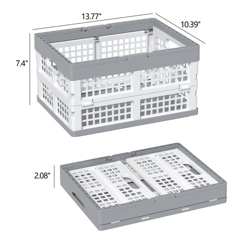 Callyne 2-Pack Plastic Foldable Storage Crates with Handles,15 L Plastic Collapsible Storage Shopping Crates