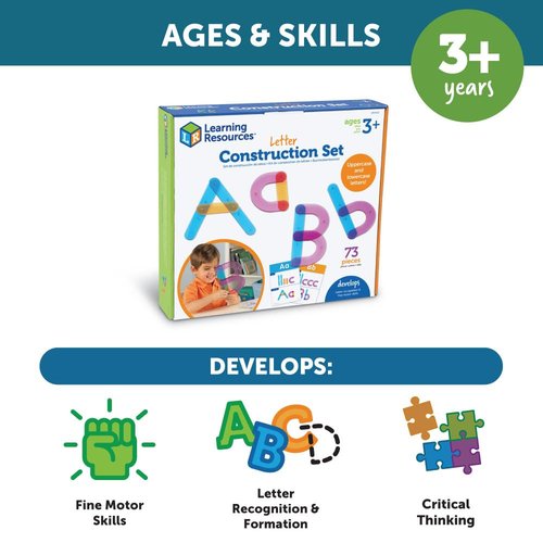 Learning Resources Letter Construction, Homeschool, School Activity Set, Play School, 60 Pieces, Ages 3+