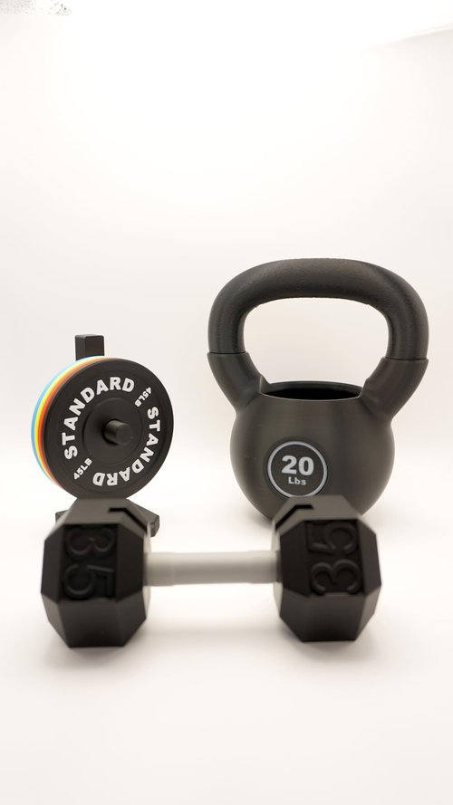Fitness-Themed Office Desk Set, 3-Piece Dumbbell Business Card Holder, Pen Holder, Black