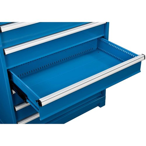 Global Industrial 9 Drawer Modular Cabinet, w/Lock, w/o Dividers, 36" Wx24 Dx57 H Blue