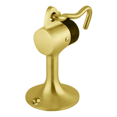 C.R. LAURENCE DL2521PB CRL Polished Brass Floor Mounted Heavy Duty Door Stop With Hook and Holder