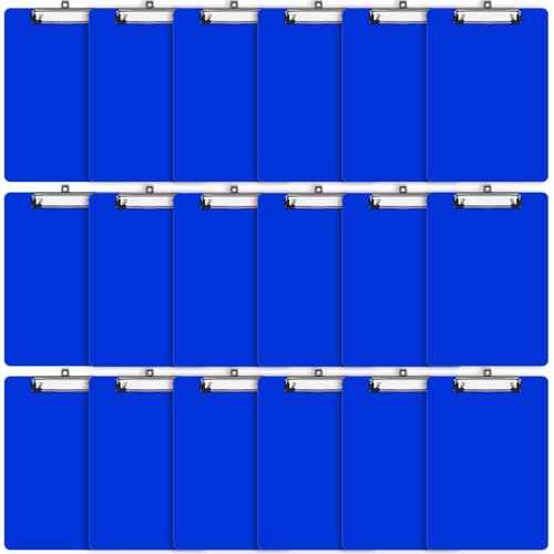 24 Pack Blue Plastic Clipboard with Flat Low Profile Clip Standard A4 Letter Size Acrylic Clipboard Bulk Classroom Back to School Supplies for Offices, School, Nurses, Students, 12.5 x 9 Inch