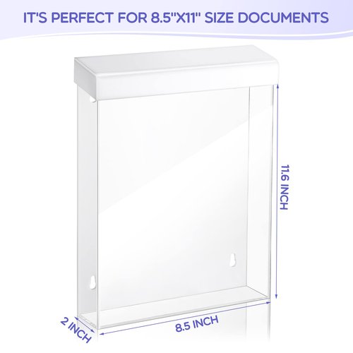 Remerry 4 Pcs Outdoor Brochure Holder 8.5 x 11 Inch Waterproof Acrylic Wall Mount Literature Box Dispenser with Lid, Clear Real Estate Brochure Box Holder for Document Pamphlet Display (White)