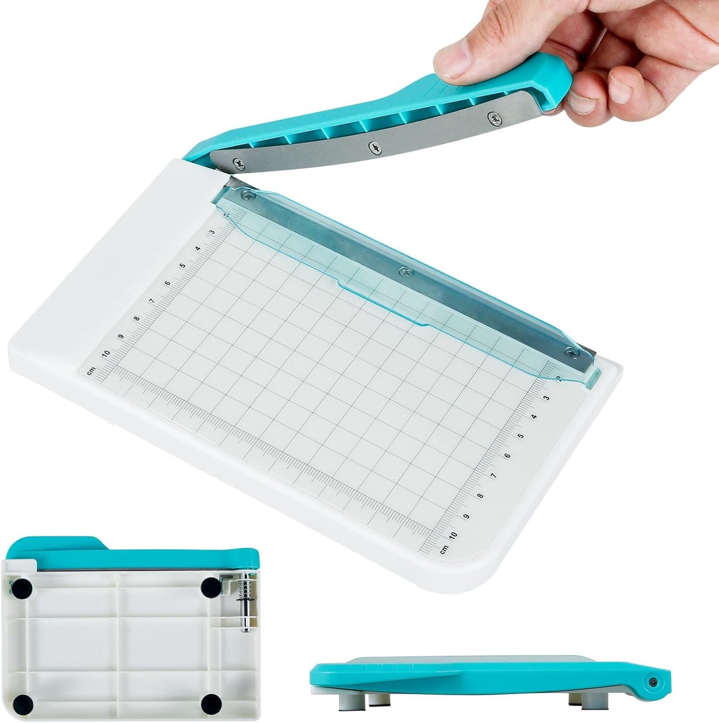 Small Paper Cutter - 6 Inch Cut Length | Non-Slip Portable Trimmer for Coupons, Crafts & Photos (White)