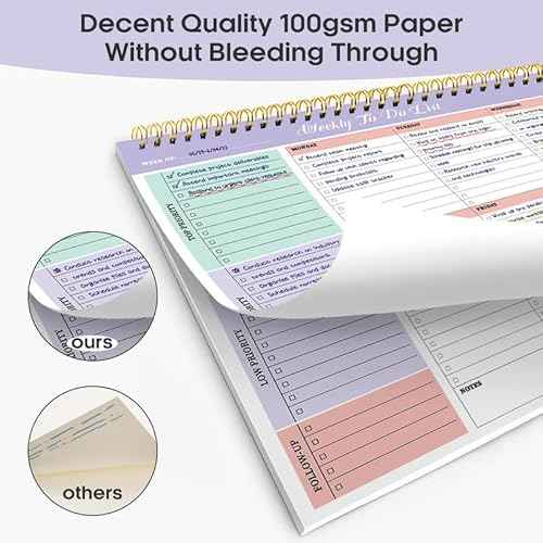 Weekly To Do List Notepad with 52 Undated Sheets£¨8.5"¡¿11"£©- Weekly Desk Planner for Women & Man, Work and Home - Violet Dream