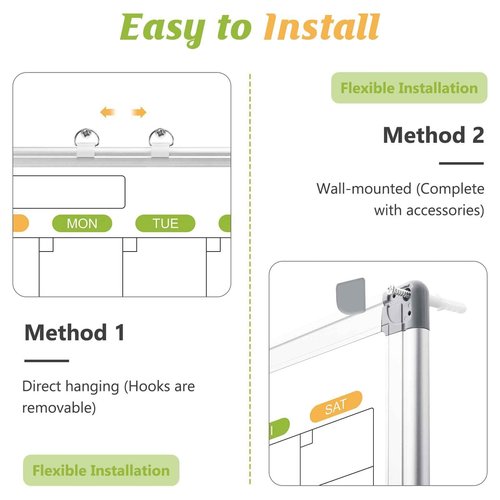 Dry Erase Calendar Whiteboard for Wall, 24" x 18" Magnetic Monthly White Board Calendar, Hanging Double-Sided White Board for Planning, Memo, School, Home, Office